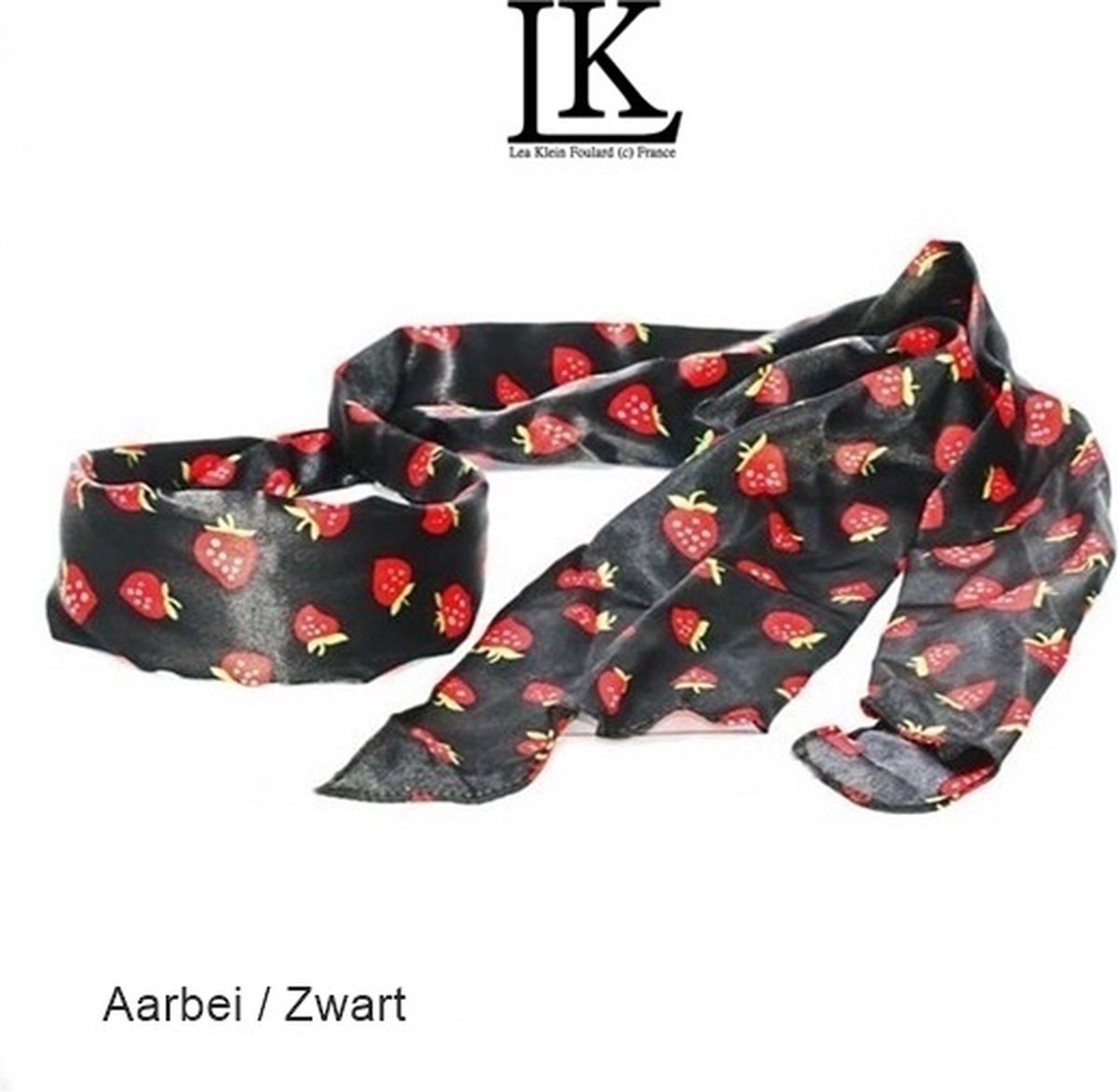 LKF - Lange Sjaal op Haarband / Diadeem - Rode Aardbei / Red Strawberry – basis zwart - 2 stuks – Volwassenen Tieners Kinderen (8+ yr) - Casual - Carnaval - Zomerfeesten – Themafeest
