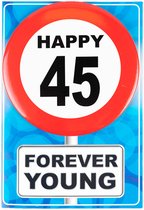 Carte Happy age 45 ans (carte de voeux avec bouton)