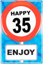 Happy age kaart 35 jaar (wenskaart met button)