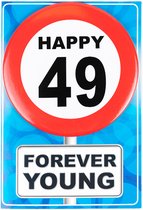 Happy age kaart 49 jaar (wenskaart met button)