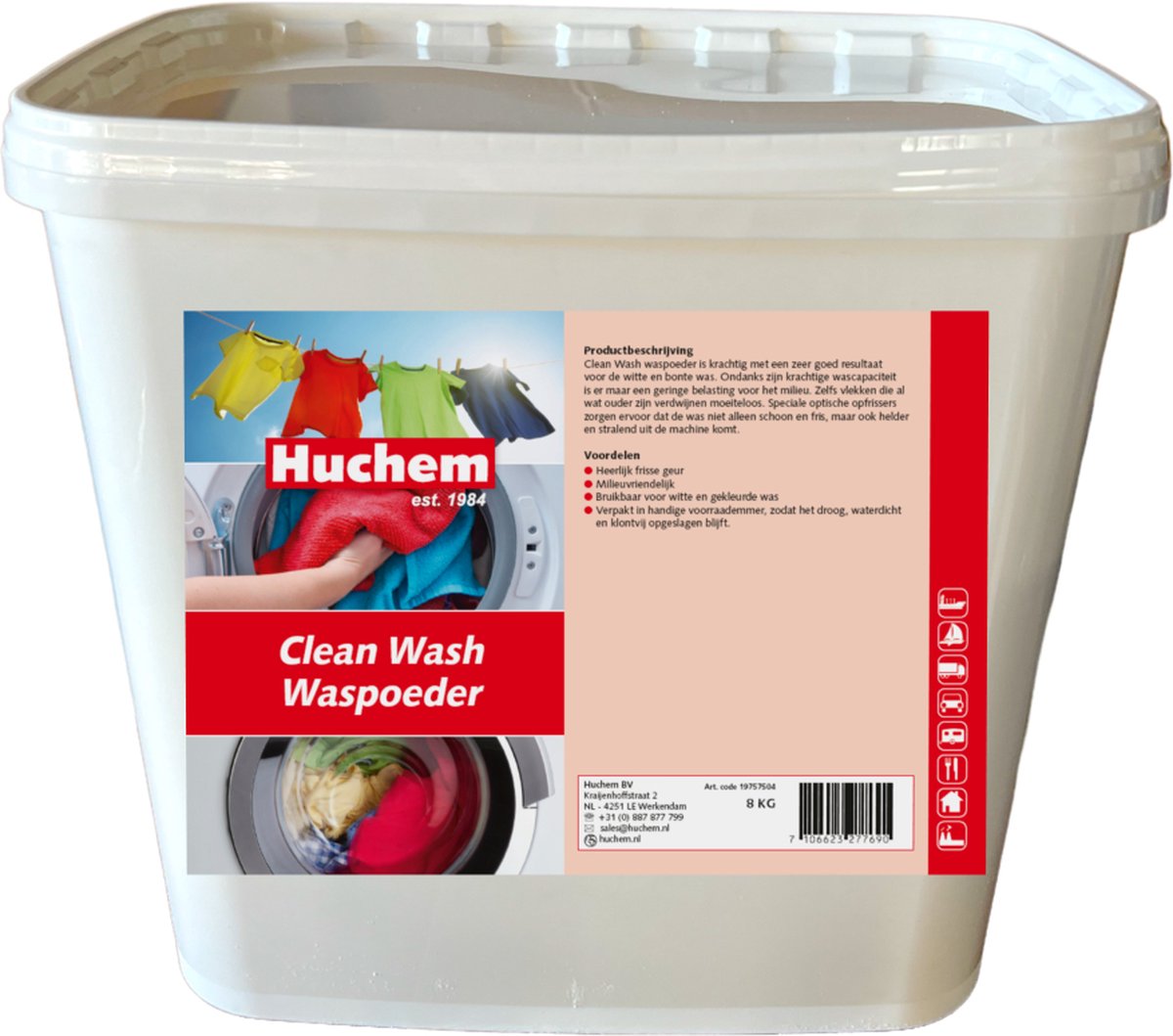 Wasmiddel | Clean Wash | Waspoeder | Emmer ± 8 Kg. | ±> 80 Wasbeurten