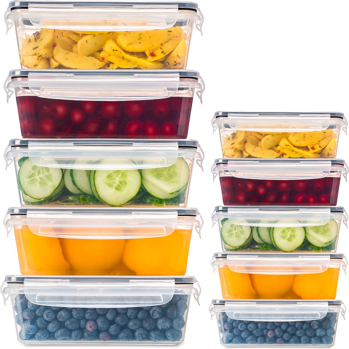 Stosh Vershoudbakjes - Meal Prep Bakjes - Lunchbox - Diepvriesbakjes - Vershouddoos - 10 Stuks - 5x1050ML & 5x350ML - PLASTIC - BPA vrij