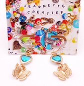 Jeannette-Creatief® - Chique - Bleu Butterfly - Oorbellen dames - Oorbellen Vlinders - Oorbellen Hartjes - Gouden Oorbellen