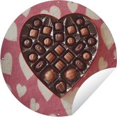 Tuincirkel De bonbons zijn verpakt in een doos in de vorm van een hart - 150x150 cm - Ronde Tuinposter - Buiten