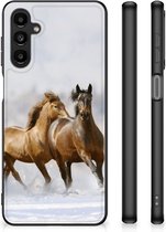 TPU Back Cover Geschikt voor Samsung Galaxy A14 5G Smartphone Hoesje met Zwarte rand Paarden