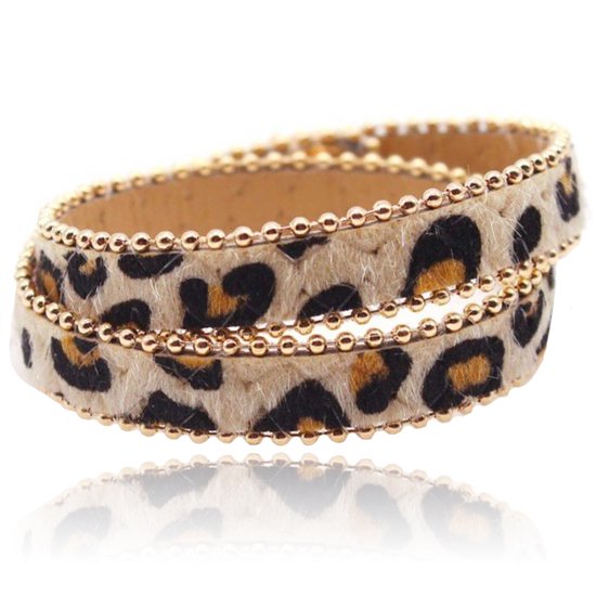 Dubbele Dames Armband Dierenprint en Goudkleurige Schakels