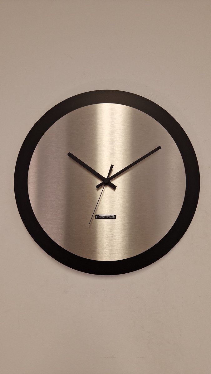 Wandklok ChantalBrandO MISTRAL BLACK & RVS -- MODERN DESIGN