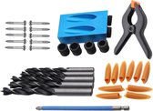 14 Stks Pocket Gat Schroef 15 ° Deuvel Boor Joinery Kit, 6/8/10mm Boor Deuvel Schroef Boor Jig Joinery Kit Carpenters Hout Houtwerk Gidsen Gezamenlijke Hoek Tool Timmerwerk Locator Craft