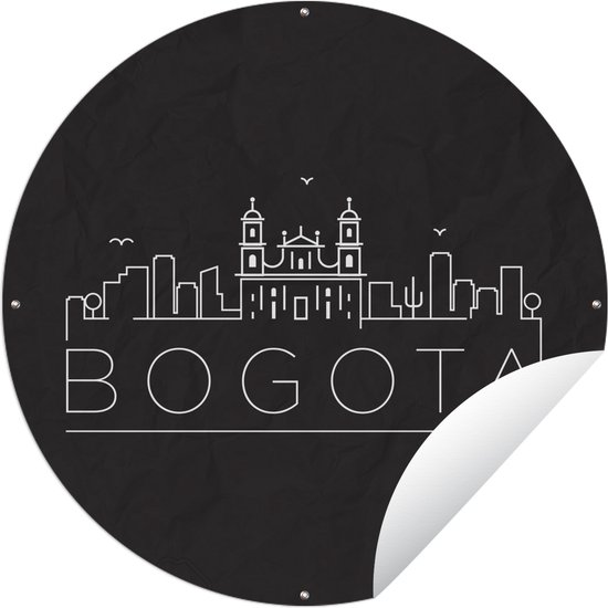 Tuincirkel Skyline "Bogota" zwart - 90x90 cm - Ronde Tuinposter - Buiten