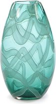 Goodwill - Glazen vaas met patroon - groen - 30,5 cm