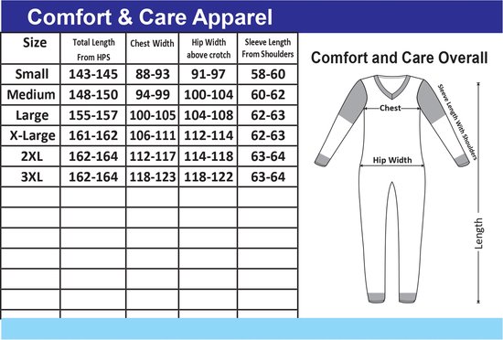 Hansop Pyjama Rücken- & Beinreißverschluss Nachthemd Langarm Overall Größe S M L XL XXL 3XL