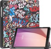 Case2go - Tablet Hoes geschikt voor Lenovo Tab M8 4th Gen (8 Inch) - Tri-Fold Book Case - Grafitti