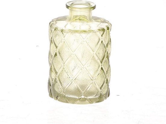 Vaas Vivance glas met reliëf Ø7xh10,5cm geel