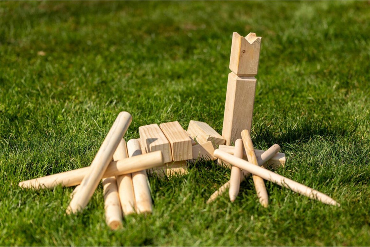 Outdoor Play Kubb spel XL -  Speelgoed - Extra grote uitvoering - Geleverd met draagzak - Inclusief spelregels — afbeelding 11