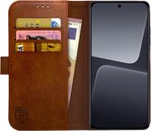 Rosso Element Book Case Wallet Hoesje Geschikt voor Xiaomi 13 Pro | Portemonnee | 3 Pasjes | Magneetsluiting | Stand Functie | Bruin