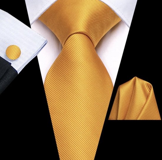 Cravate Premium - Cravate de Luxe en soie dorée avec motif à rayures de la  même... | bol.com