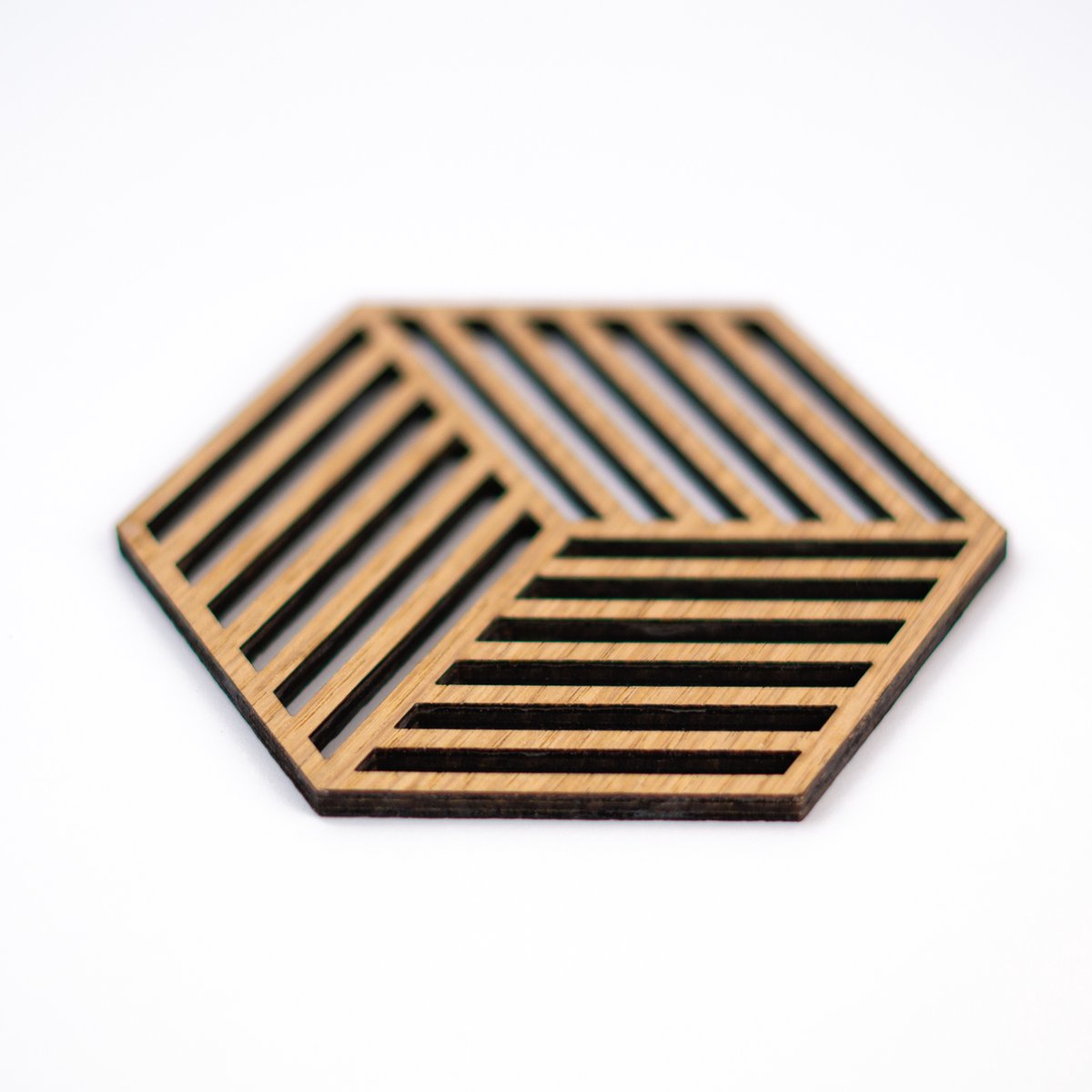 Houten onderzetters voor glazen - set van 4 – geometrisch design - Cubica