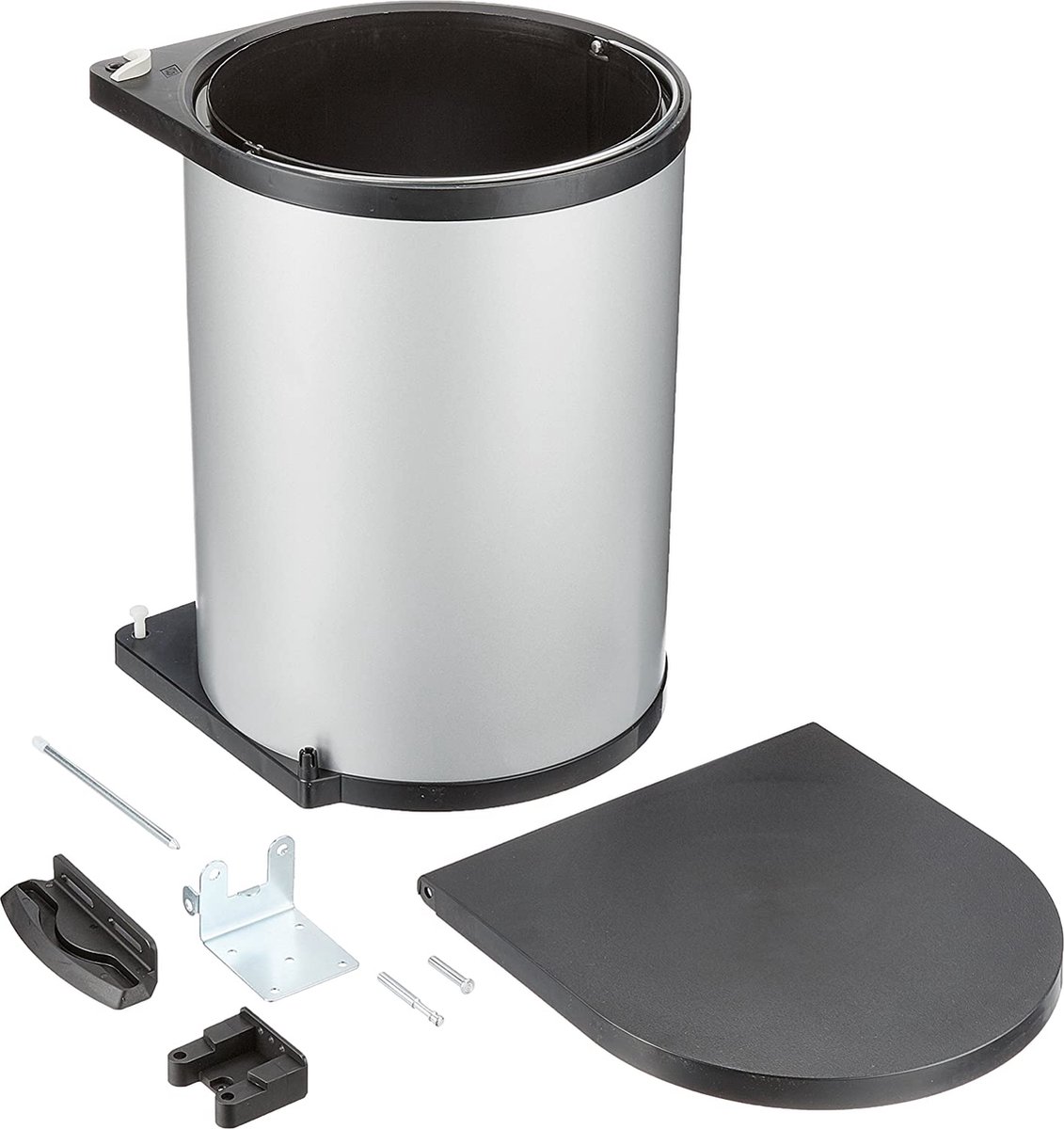 RESKO - Afvalverzamelaar - Metaal - Zilver - 34 x 47 x 28,5 cm - Afvalemmer - Vuilnisbak - Inbouwprullenbak - Inbouwemmer