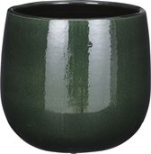 Mica Decorations - Cache-pot/pot de fleurs - céramique - vert foncé brillant/tacheté - D21/H19 cm