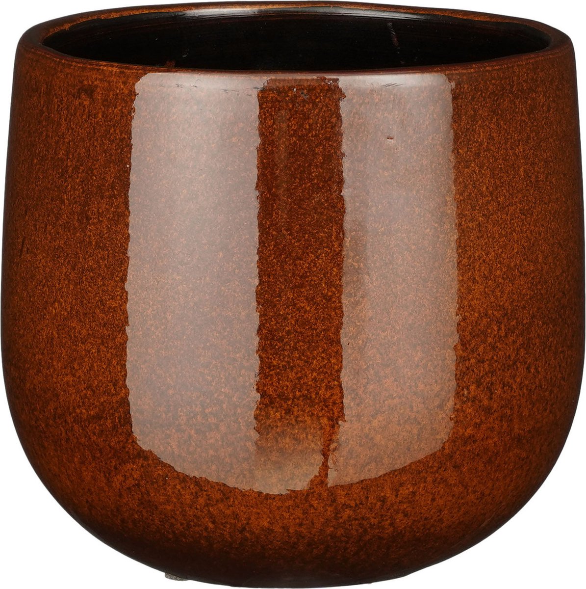 Mica Decorations Plantenpot - keramiek - bruin glans - D18/H16 cm
