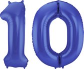 Folat Folie ballonnen - 10 jaar cijfer - blauw - 86 cm - leeftijd feestartikelen