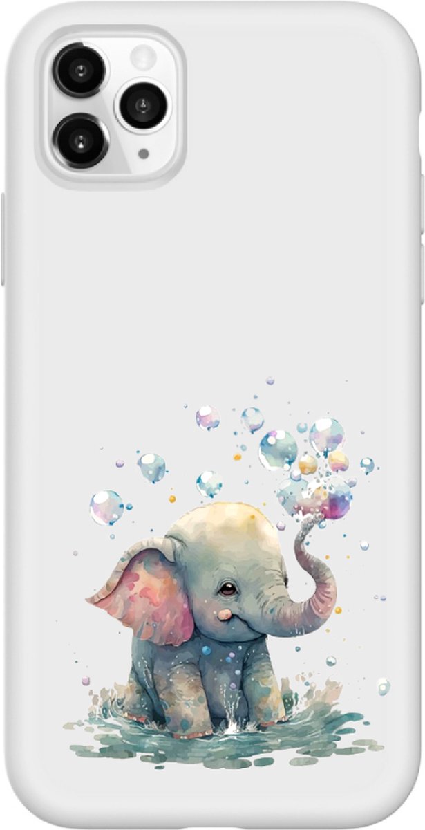 Apple Iphone 11 Pro Max telefoonhoesje wit siliconen hoesje - Olifantje