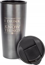 Game of Thrones - "I Drink And I Know Things" Grijze Thermos Reisbeker