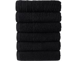 Hotel handdoeken wellness zwart 450g. p/m2 50x100cm - set van 6 stuks