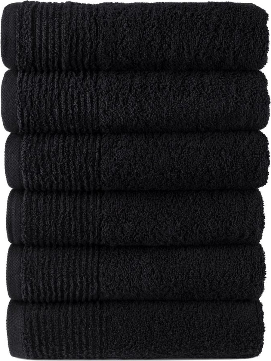 Hotel handdoeken wellness zwart 450g. p/m2 50x100cm - set van 6 stuks
