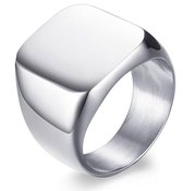 Zegelring Heren Zilver kleurig - 17-23mm - Ringen - Valentijn Cadeautje voor Hem - Valentijnsdag voor Mannen Cadeautjes
