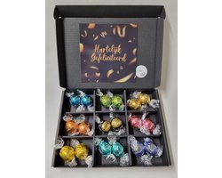 Chocolade Ballen Proeverij Pakket | Chocolade pakket met 9 verschillende chocolade smaken kwaliteits chocolade met Mystery Card 'Hartelijk Gefeliciteerd' (met persoonlijke videoboodschap) | Cadeaupakket | Feestdagen box | Chocolade cadeau