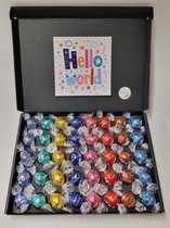 Chocolade Ballen Proeverij Pakket Groot | 40 stuks Lindt chocolade met Mystery Card 'Hello World' met persoonlijke (video)boodschap | Chocoladepakket | Feestdagen box | Chocolade cadeau | Valentijnsdag | Verjaardag | Moederdag | Vaderdag