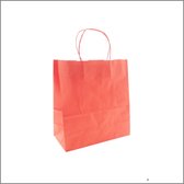 Luxe Set van 50 Papieren Draagtassen - Rood - 18x8x24cm - Hoogwaardige Kraft Papieren Tassen - Met Gedraaide Handvatten - Ideaal voor Winkelen en Verpakken