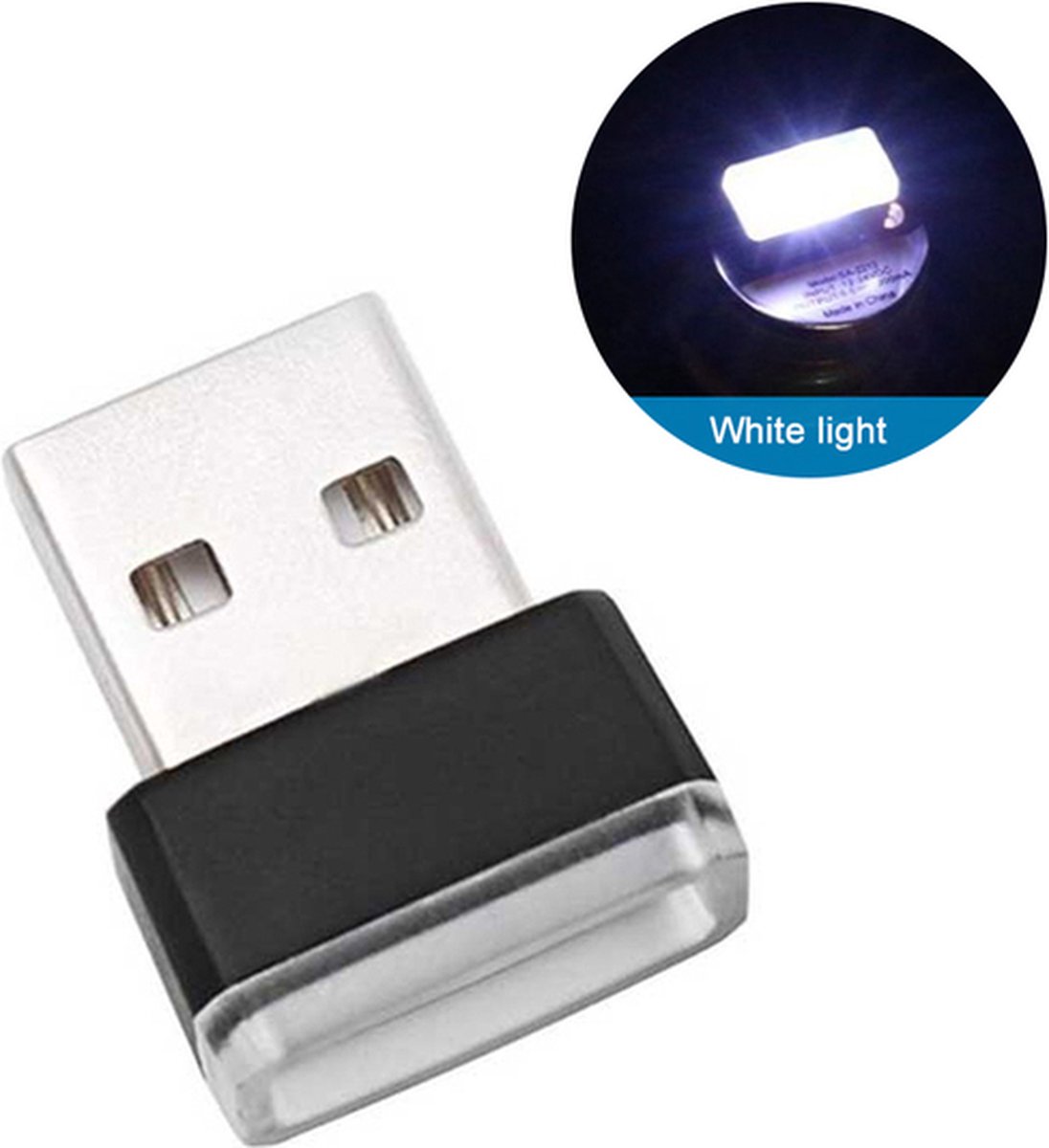 USB - Witte Auto LED-Sfeerverlichting - Plug-In - 5V - Auto - Laptop - USB-Aansluitingen - Nachtverlichting - Wit
