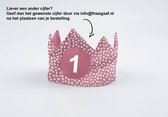 Verjaardagskroon | Blocky Mauve - Roze / Meisje verjaardag kroon met leeftijd naar keuze (standaard 1 jaar) - Stoffen kroon handgemaakt & duurzaam