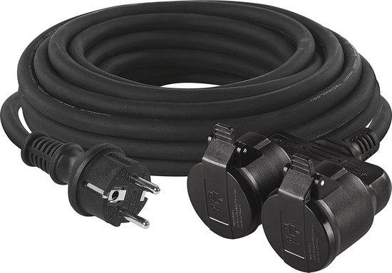 Masterplug verlengkabel 25 m kabel stroomkabel met ip44 waterdicht geaarde contact en wandhouder stroomverdeler voor buiten kopen? | Korting tot 30