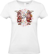 Dames T-shirt Carnavals Paar | Carnaval | Carnavalskleding Dames Heren | Wit | maat XS