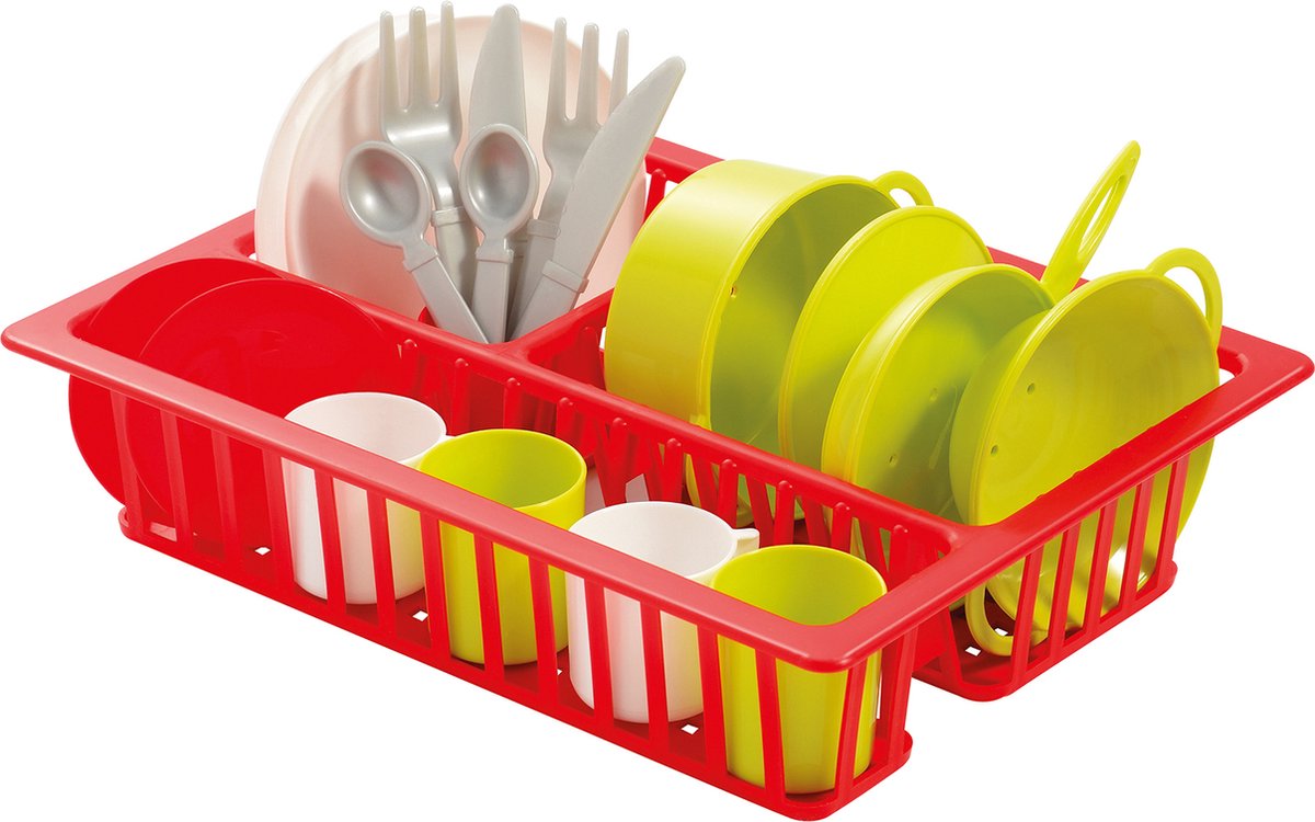 Ecoiffier kinderservies speelgoed afdruiprek - kleurrijk keukenspeelgoed.
