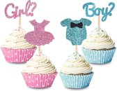 Cupcake Prikkers Genderreveal - Cake Toppers Babyshower - Cocktail Prikkers - Gender Reveal Party - Cocktail Prikkertjes - Mini Prikkers - Boy or Girl - Roze en Blauw - Glitter - Blue and Pink -
