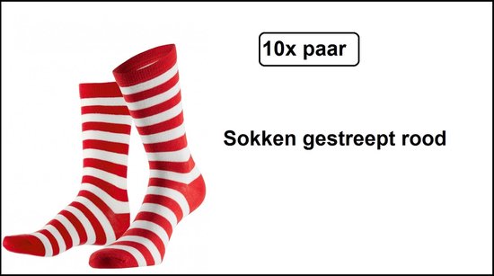 Sokken rood geel wit streepjes carnaval Oeteldonk