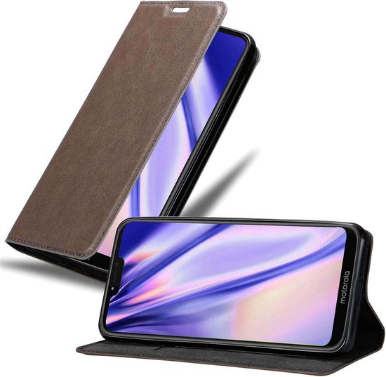 Cadorabo Hoesje geschikt voor Motorola MOTO G7 POWER in KOFFIE BRUIN - Beschermhoes met magnetische sluiting, standfunctie en kaartvakje Book Case Cover Etui