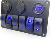 6 Gang Rocker Schakelpaneel Circuit & 2 USB Socket Socket & Volt Meterr voor Boat Marine