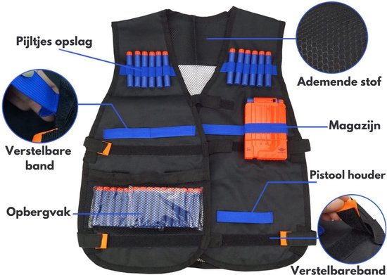 cultuur Luxe resultaat VAIVE Tactical vest geschikt voor Nerf - Inclusief pijltjes & magazijn voor  guns | bol.com