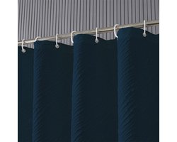 Floraweg Douchegordijn,douchegordijnen voor badkamer 3D embossing marmer Vlak kleur kraam douchegordijn, wasbaar waterdichte stof stofdouche gordijn set met 12 haken, 72 x 72 inch(180cmX180cm)-marineblauw