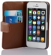 Cadorabo Hoesje geschikt voor Apple iPhone 5C in CACAO BRUIN - Beschermhoes van glad imitatieleer en kaartvakje Book Case Cover Etui