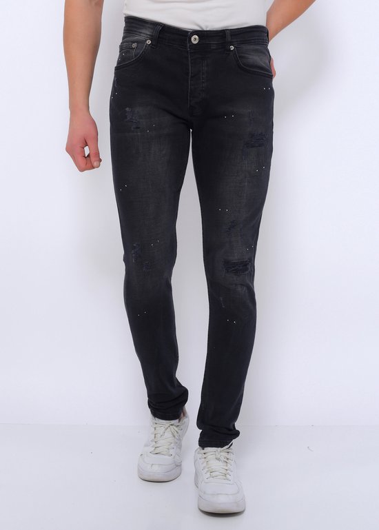 Ripped Heren Jeans Versleten Slim Fit -DC-050- Zwart | bol.com