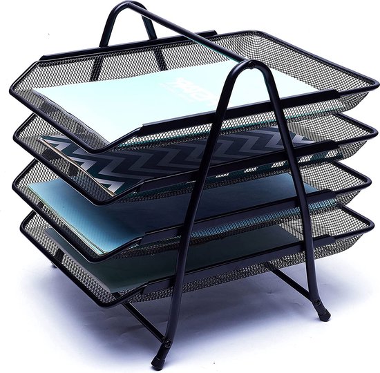 TQVAI Lot De 5 Empilable Métal Corbeille A Courrier Organiseur De Bureau Porte Revue Bureau Trieur Documents A4 Rangement Papier Range Courrier, Noir TQVAI Lot De 5 Empilable Métal Corbeille A Courrier Organiseur De Bureau Porte Revue Bureau Trieur Documents A4 Rangement Papier Range Courrier, Noir