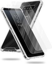 Cadorabo Hoes en 2x Tempered beschermglas compatibel met Samsung Galaxy NOTE 8 in TRANSPARANT - Hybride beschermhoes met TPU siliconen rand en acryl-glas achterkant