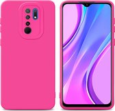 Cadorabo Hoesje geschikt voor Xiaomi RedMi 9 in FLUID HOTPINK - Beschermhoes gemaakt van flexibel TPU silicone Cover Fluid Case