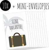 10x Minikaartjes + Mini-envelopjes | FIJNE VAKANTIE | kleine kaartjes met kraft enveloppen